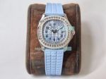 PFF Factory Replica Patek Philippe Lady Aquanaut Luce Watch Blue Dial Diamond Bezel
